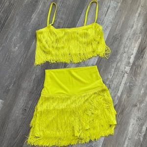 Fashion Nova Lime Fringe 2 piece set